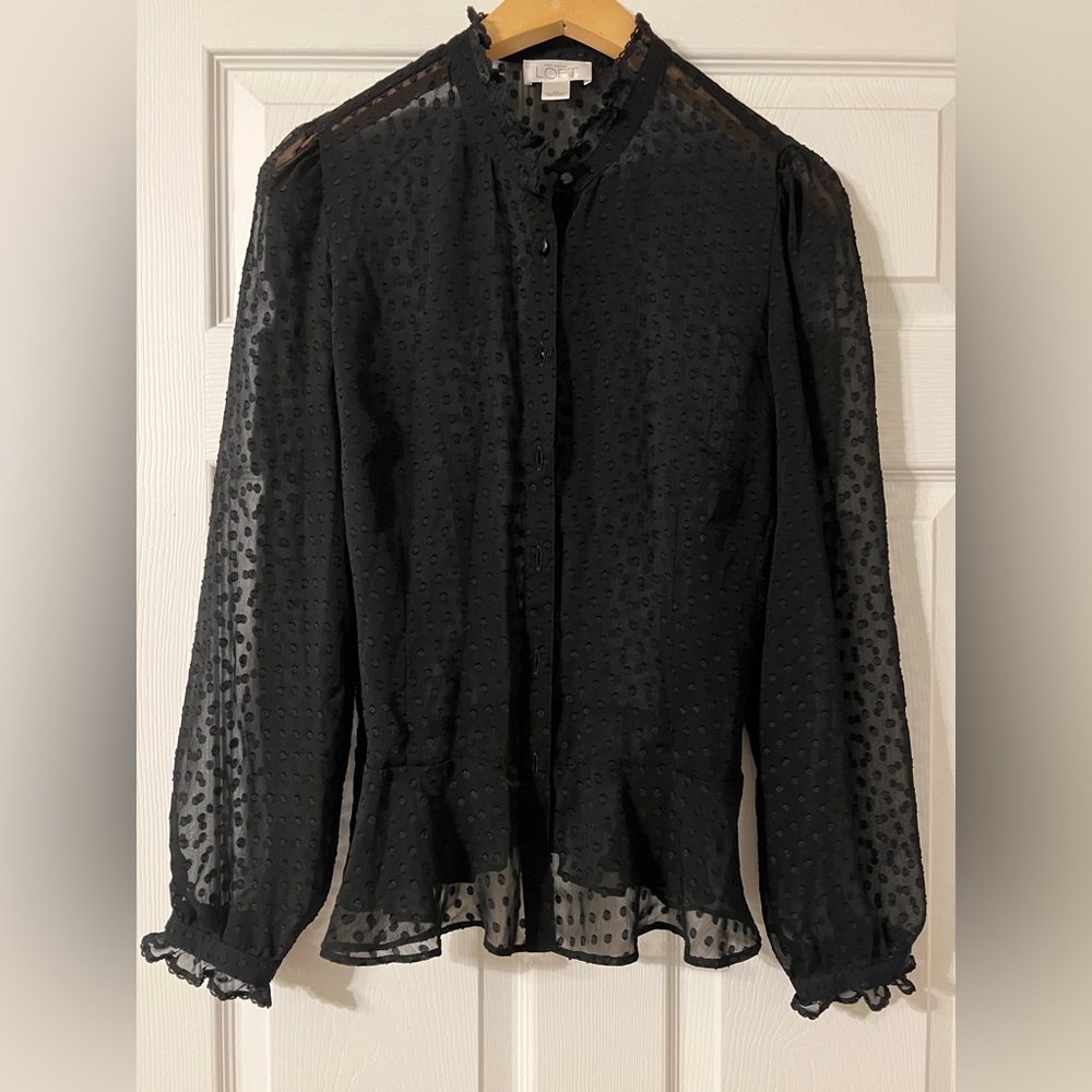 Ann Taylor Loft Sheer Polka Dot Blouse